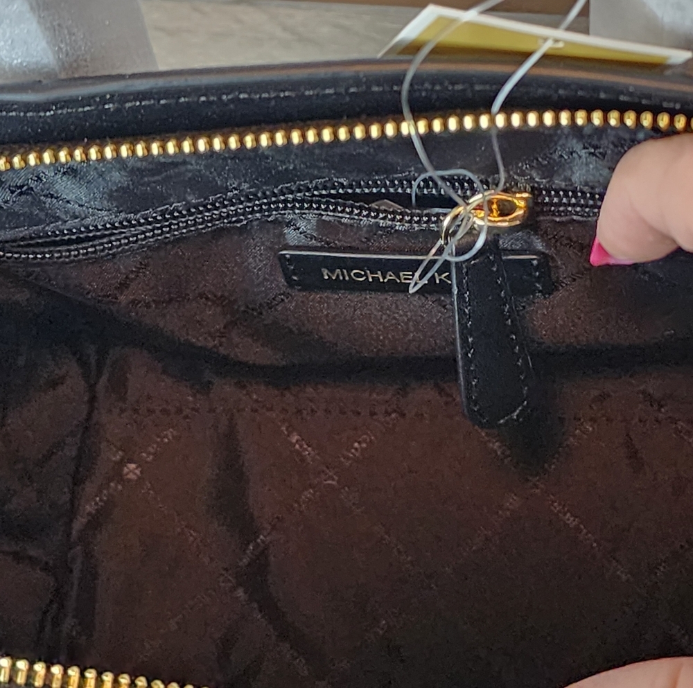 Michael Kors Avril Small Black Leather and Cheetah Print Calf Hair Satchel Bag - Picture 11 of 15